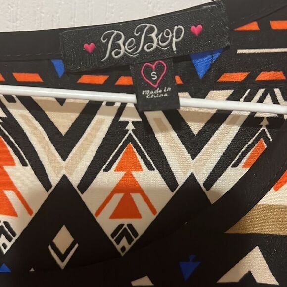 BeBop Tribal Patterned Dress with Black Tan Red and Blue - Picture 3 of 5